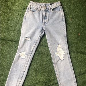 High rise ankle skinny light jeans